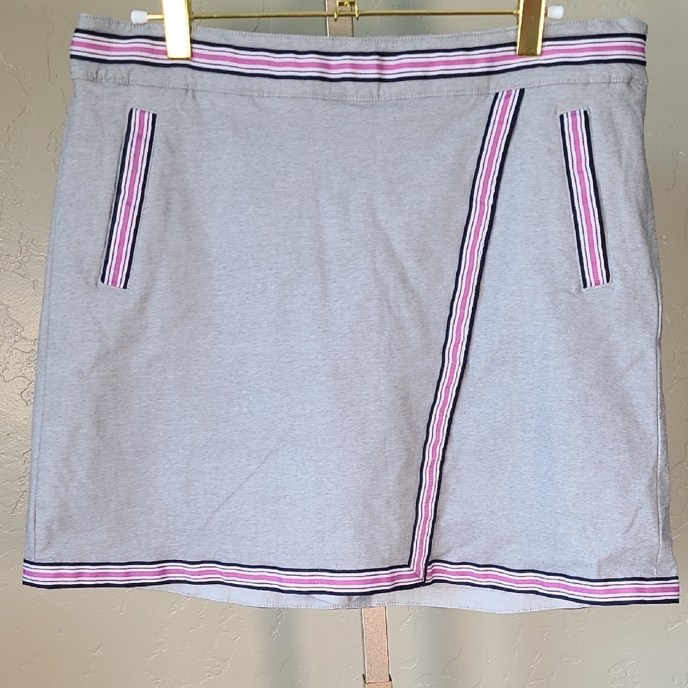 Lady Hagen Gray Skort with Pink and Navy Stripes Tennis Size 10